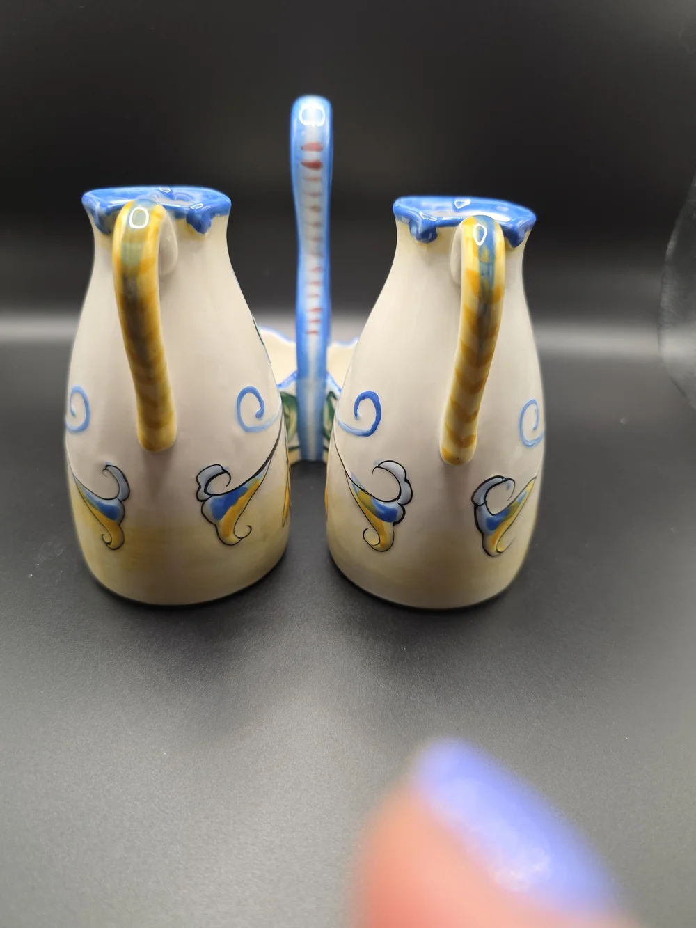 Fitz And Floyd Ricamo Ceramic Oil And Vinegar Cruet Set